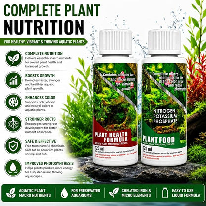 petzlifeworld Aquatic Remedies Aquarium Plants Fertiliser Combo, Plant Health Formula-120ML & Plant Food-120ML