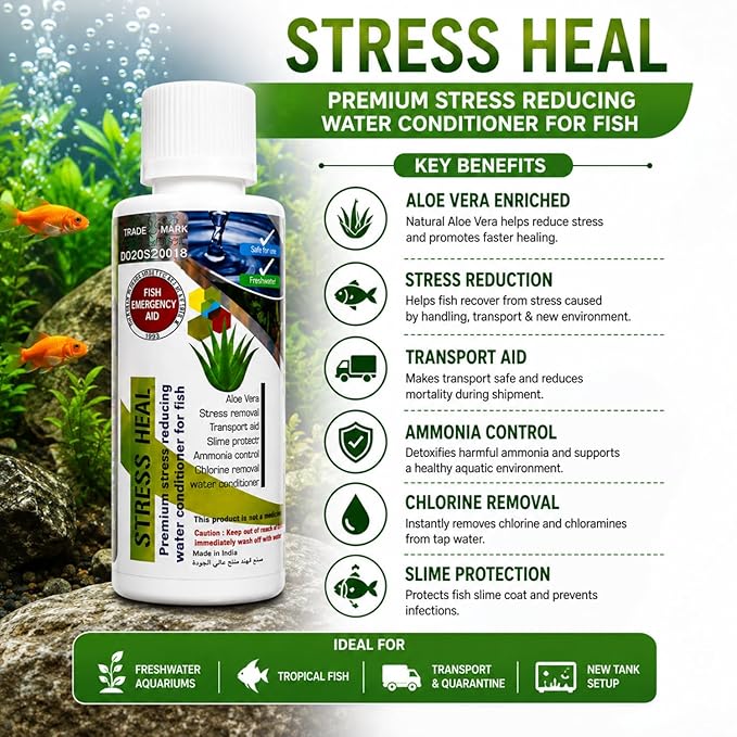 Aquatic Remedies Aquarium Fish Tank Must Have Starter Combo  (Stress Heal + Aquaria Clear + MicroLife S2) 3 * 100 ML - 3 Pcs Combo Starter Pack