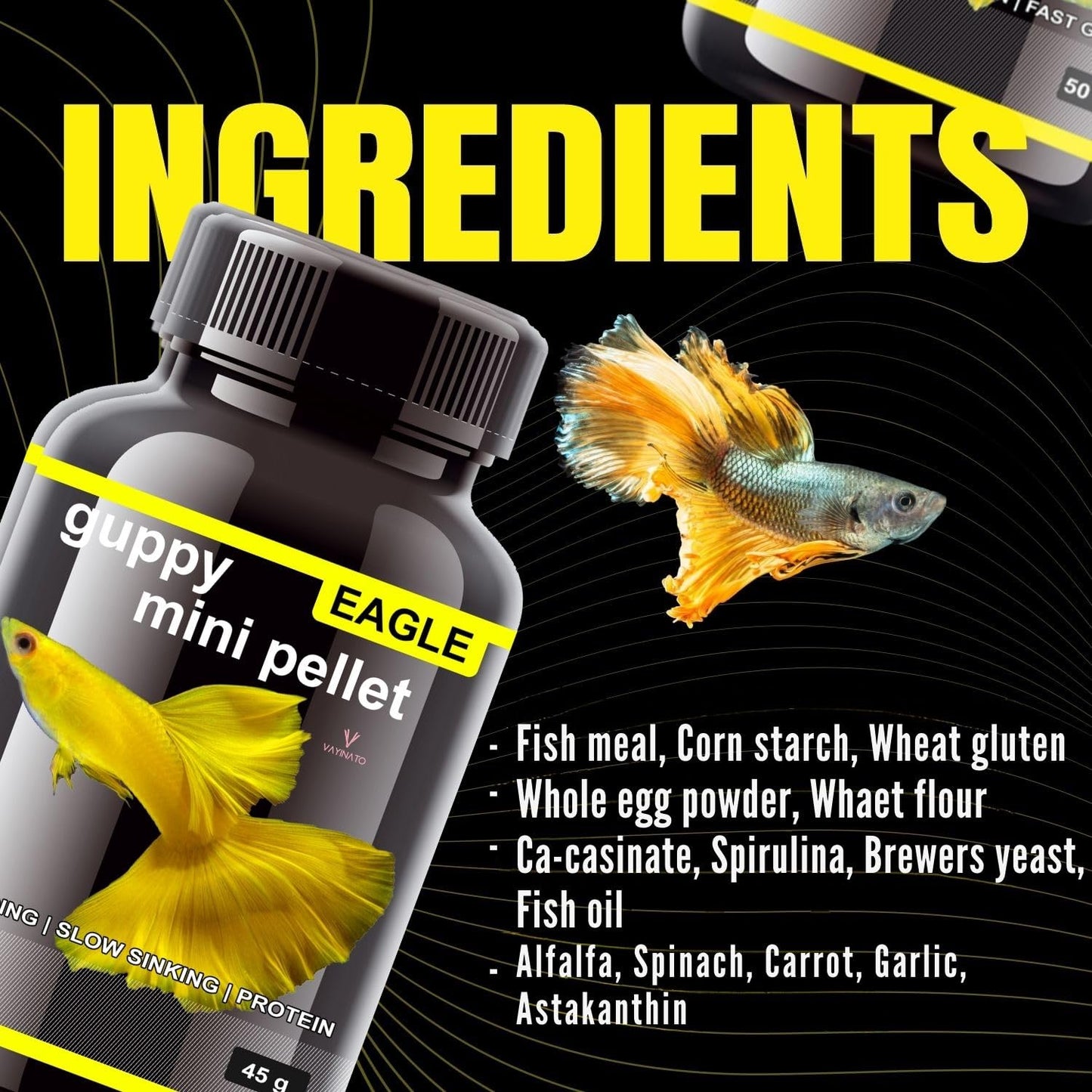 Eagle (Pack of 2 * 45g) Guppy Mini Pellet - Slow Sinking Fish Food