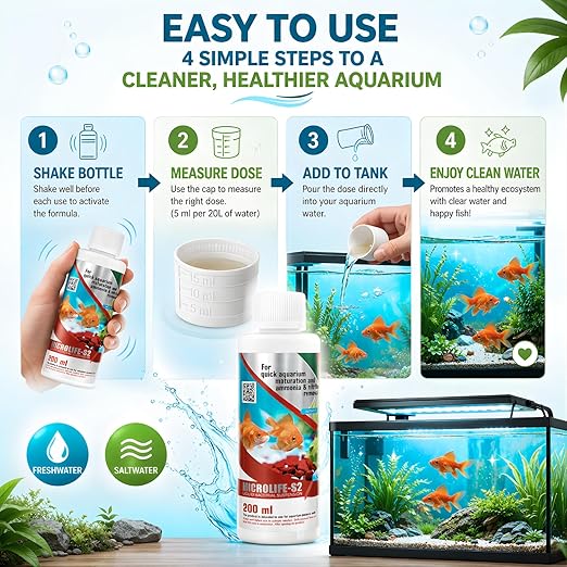Aquatic Remedies Micro Life S2 Beneficial Bacteria Liquid Bacterial Suspension for Quick Aquarium Maturation and Ammonia and Nitrite Removal