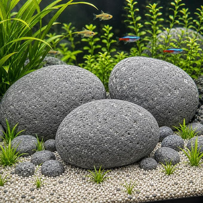 Petzlifeworld Black Lava Pebbles 10–15 cm | Natural Volcanic Stones for Aquarium, Garden, Plant Pots, Fire Pit & Home Décor | Large Decorative Lava Rocks for Landscaping & Aquascaping