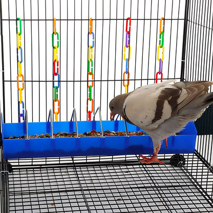 petzlifeworld Plastic Poultry Food Tray for Pigeon, Chicken and Pets Garden Outdoor Use Ground Bird Feeder (Blue),40 cm,H_5 cm,W_8 cm