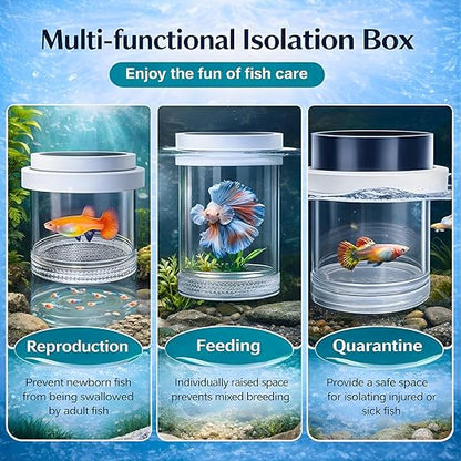 Petzlifeworld White Arylic Floating Fish Breeder Box for Aquarium – Isolation Tank Separator Hatchery Incubator for Guppy, Betta, Fry, Baby & Injured Fish | Transparent Multi-Use Breeding Box