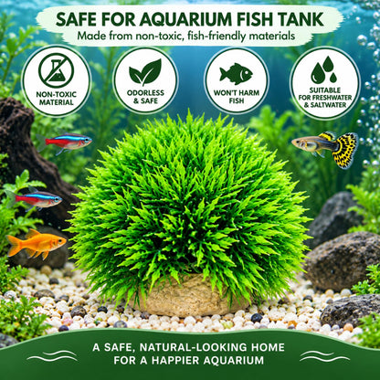Petzlifeworld Artificial Aquarium Grass Plant with Stone Base | Green Fish Tank Decoration