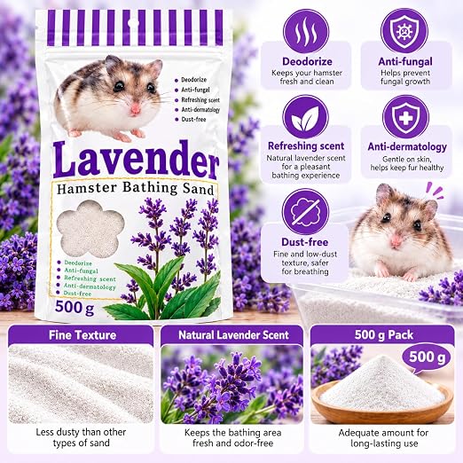 Petzlifeworld Scented Hamster Bath Sand 500g – Rose, Lavender, Green Apple & Lemon