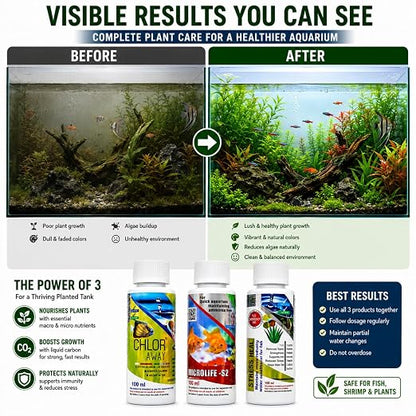 Aquatic Remedies (Pack of 3) Aquarium Fish Tank Water Conditioner Combo | Stress Heal-100ml | Microlife S2-100ml | Chlor Away-100ml