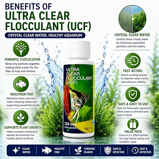 Aquatic Remedies Aquarium Fish Tank Ultra Clear Flocculant Water Clarifier | Quickly Removes Cloudiness | Makes Crystal Clear Fish Tanks (120 ML)