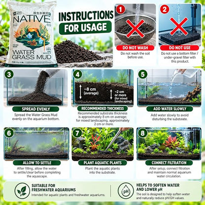 YEE    0.5L, 1.5L &amp; 3L Native Aqua Soil for Planted Aquariums | Premium Nutrient-Rich Substrate for Aquatic Plants, Shrimp & Freshwater Fish | pH Buffering 6.0–7.0 | Low Dust Granules