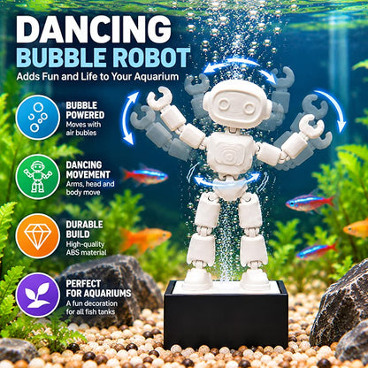 Petzlifeworld Dancing Robot Aquarium Decoration with Air Bubble Action – Moving Air-Powered Fish Tank Ornament for Freshwater Aquariums