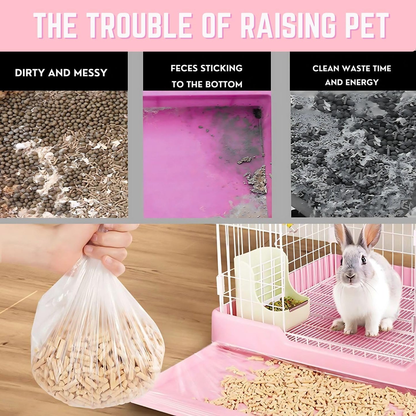 Petzlifeworld Stretchable Pet Cage Disposable Liners For Bunny, Guinea Pig, Hamster, Bird & Small Animals