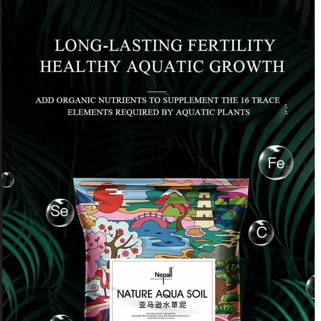 Nepall Aqua Soil Planted Aquarium Substrate | Fish Tank Water Grass Mud for Natural Aquatic Plants and Shrimps | No Cloudiness | Clear Water | Rich Nutrients