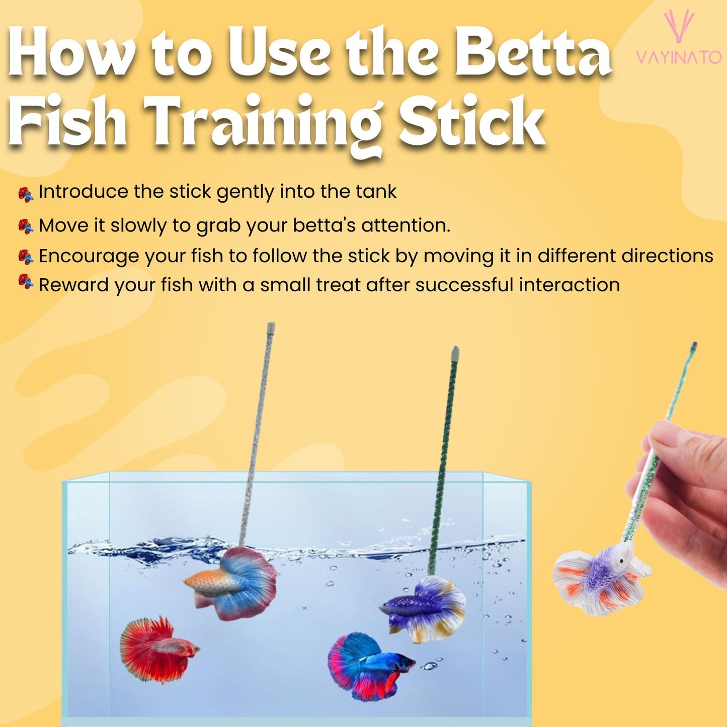 Petzlifeworld 1 Pcs Betta Training Stick for Betta Fish Stress Reduction (Random Color)