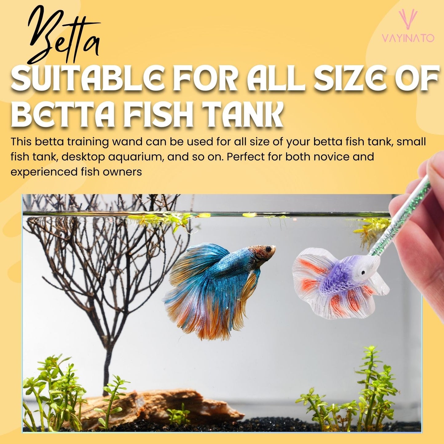 Petzlifeworld 1 Pcs Betta Training Stick for Betta Fish Stress Reduction (Random Color)