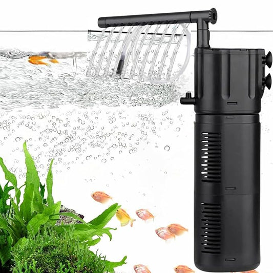 VAYINATO® BL-99E | 18W 4-in-1 Submersible Aquarium Internal Filter | 1000L/H Flow Rate | Adjustable Speed | Ultra Quiet | Ideal for 2 Feet Fish Tanks (Black)