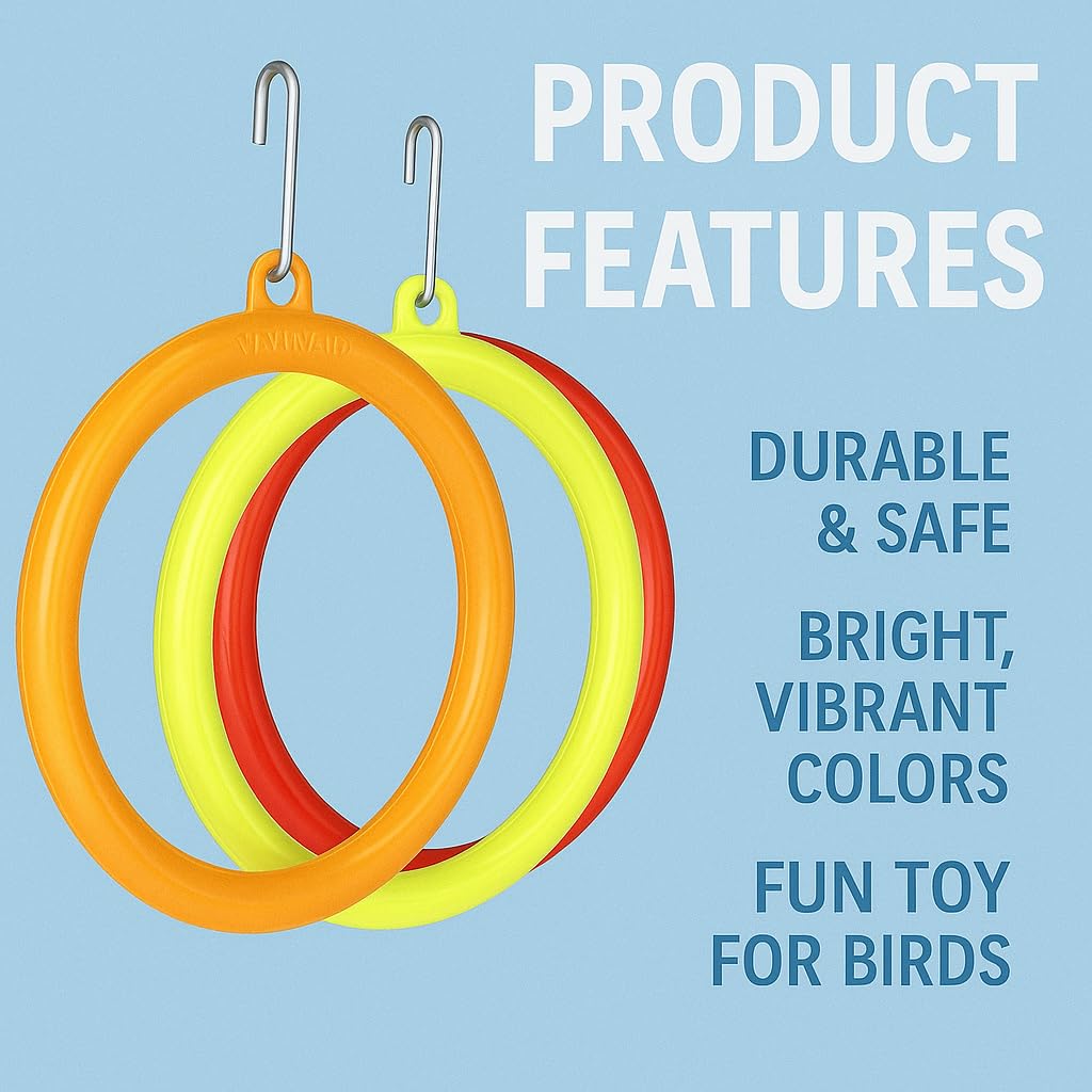 Petzlifeworld Bird Cage Swing Toy (Pack of 3) – Random Color Plastic Hanging Rings for Cockatiel, Budgie, Lovebird, Finch, Sparrow, Conure – Interactive Cage Accessories