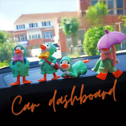 Petzlifeworld Green Super Cute Mini Resin Ducklings, Cartoon Creative Raincoat Ducklings