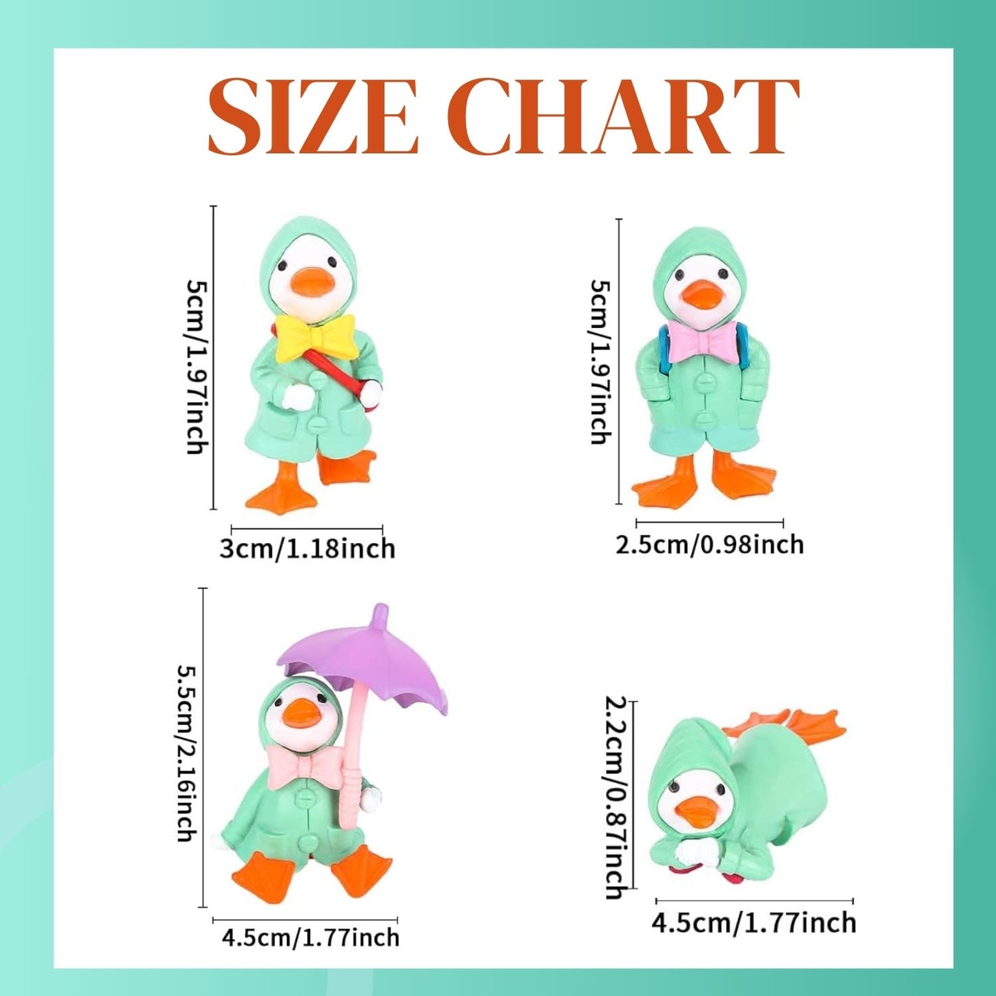 Petzlifeworld Green Super Cute Mini Resin Ducklings, Cartoon Creative Raincoat Ducklings