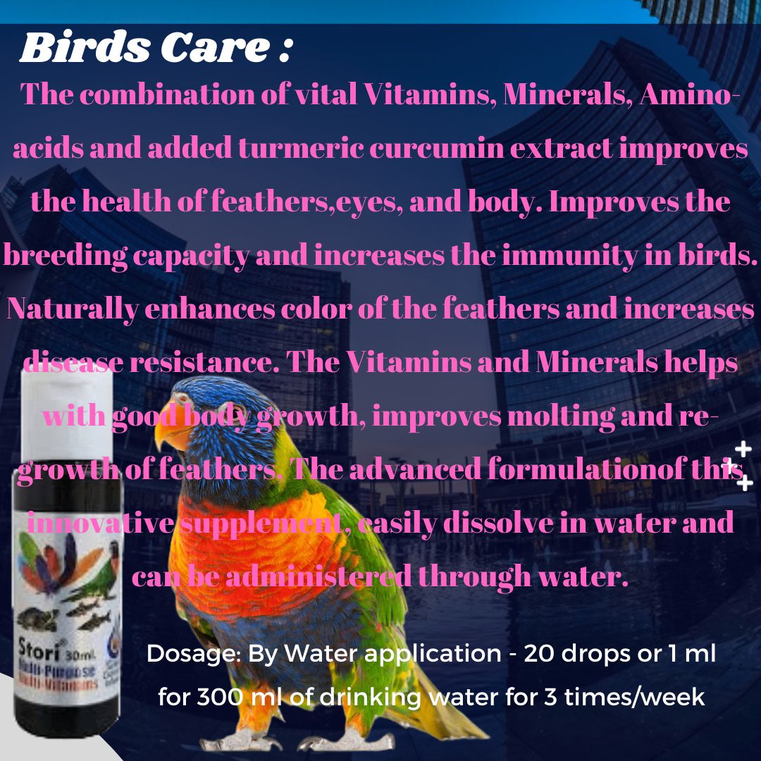 Stori Multi Purpose Turmeric Infused Multi Vitamin for Fish, Birds and Tortoise, 30ML | Improve Colour, Immunity and Growth | Pack of 2 * 30ML - 60ML…