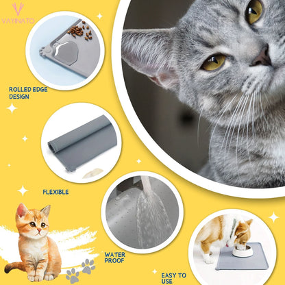 Petzlifeworld Pet Paw Print Feeding Mat with Raised Edges (30 * 48 cm) for Cats & Dogs (Random Color)
