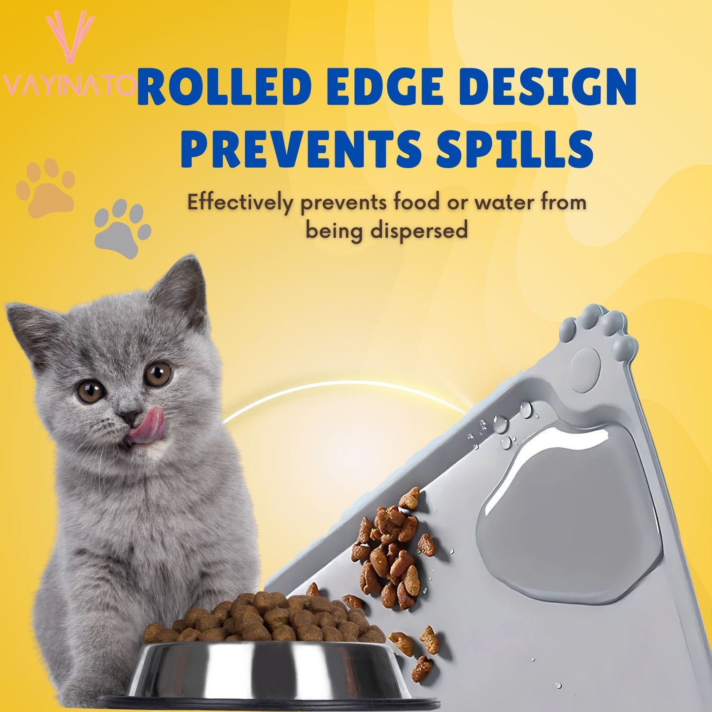 Petzlifeworld Pet Paw Print Feeding Mat with Raised Edges (30 * 48 cm) for Cats & Dogs (Random Color)