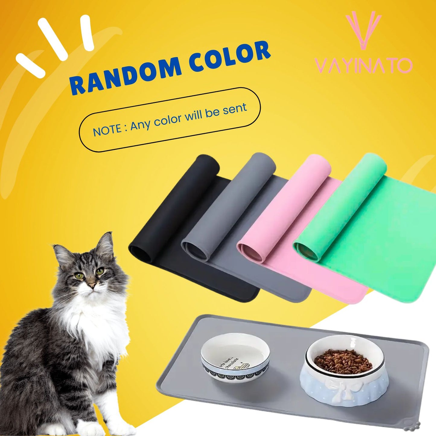 Petzlifeworld Pet Paw Print Feeding Mat with Raised Edges (30 * 48 cm) for Cats & Dogs (Random Color)