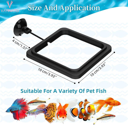 petzlifeworld 2 Pcs Fish Feeding Ring (Round, Square) Black Food Feeder with Strong Suction Cup, Reducing Waste and Maintaining Water Quality | Plastic for Guppy, Bettas, Goldfish