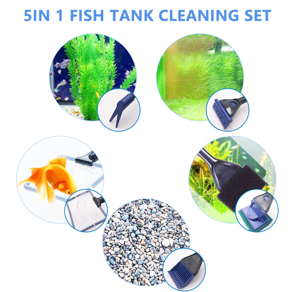 Bluepet 5 in 1 Aquarium Cleaning and Maintenance Kit with Fish Net/Algae Scrapper