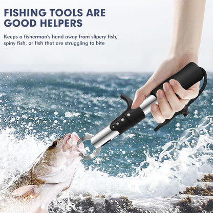 VAYINATO® Heavy-Duty Fishing Lip Grip Clamp | Foldable Fish Gripper with Non-Slip Handle & Hook Loop | Portable Tool for Freshwater, Saltwater & Ice Fishing