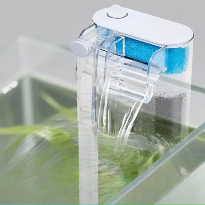 VAYINATO Nano Hang-On Back Filter for Nano Aquariums – Surface Skimmer, Multi-Layer Filtration, Flow Control – Quiet Compact Filter for Small Fish & Shrimp Tanks (Up to 40L)