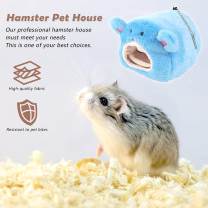 PetzLifeWorld Plush Hamster House – Cozy Bear-Shaped Hideout with Hanging Chain, Removable Pad & Spacious Interior – Soft, Warm Bed for Hamsters, Gerbils, Mice & Small Pets