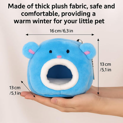 PetzLifeWorld Plush Hamster House – Cozy Bear-Shaped Hideout with Hanging Chain, Removable Pad & Spacious Interior – Soft, Warm Bed for Hamsters, Gerbils, Mice & Small Pets