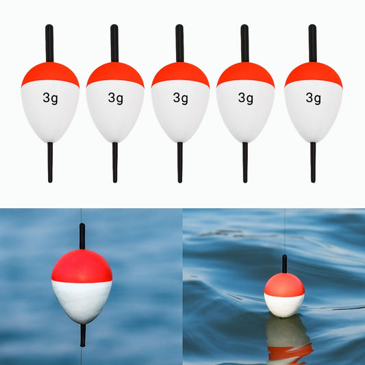 PetzLifeWorld 5 Pcs (3g) High-Visibility Red & White EVA Foam Fishing Floats - Large Buoyancy, Durable for Long Casts, Ideal for Freshwater & Saltwater Fishing