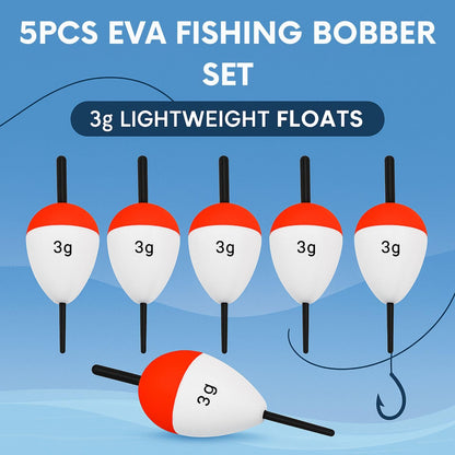 PetzLifeWorld 5 Pcs (3g) High-Visibility Red & White EVA Foam Fishing Floats - Large Buoyancy, Durable for Long Casts, Ideal for Freshwater & Saltwater Fishing
