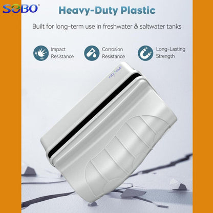 SOBO (SB-BXS) Small Fish Tank Glass Cleaner Aquarium Magnet Cleaner | Double-Sided Fish Tank Brush for Crystal Clear Viewing by Petzlifeworld