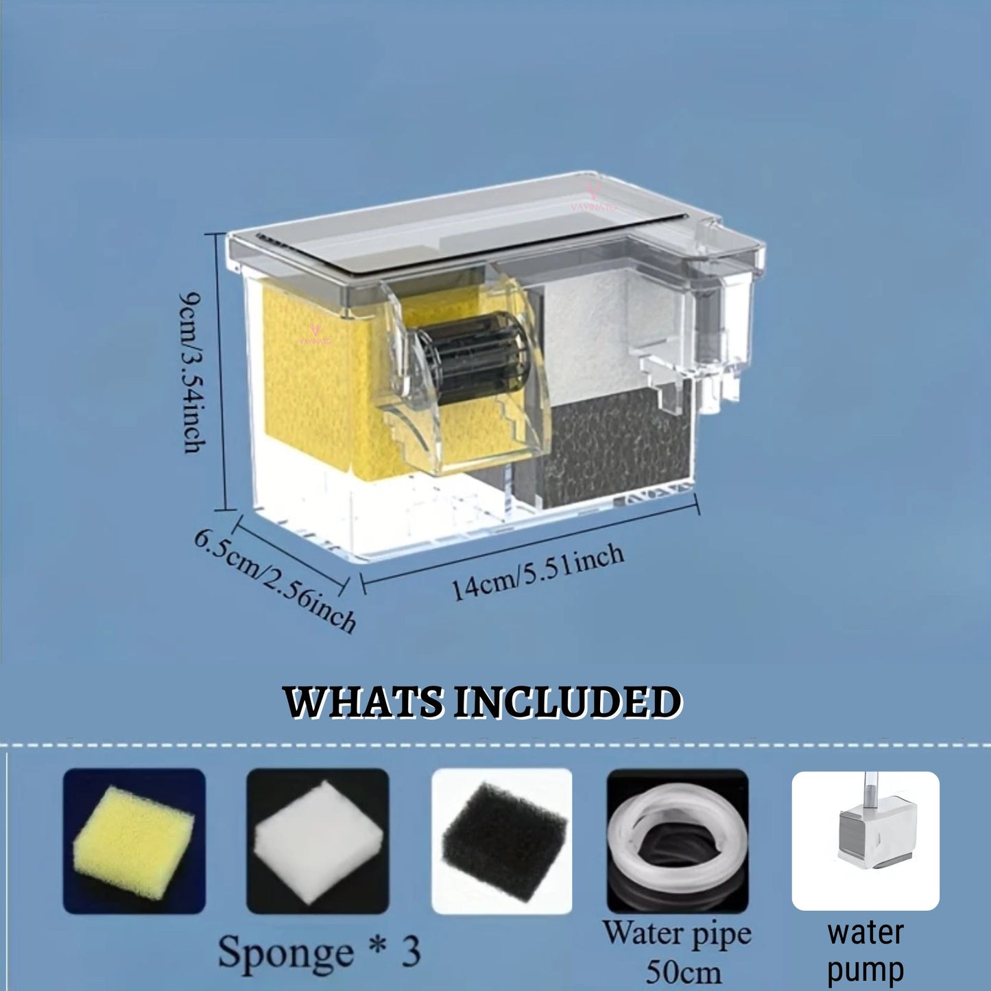SOBO Multifunctional External Wall-Mounted Waterfall Filter with Bio Wheel | Multiple Filtration Spaces, Includes Filter Materials and Water Pump