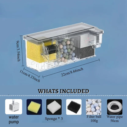 SOBO Multifunctional External Wall-Mounted Waterfall Filter with Bio Wheel | Multiple Filtration Spaces, Includes Filter Materials and Water Pump