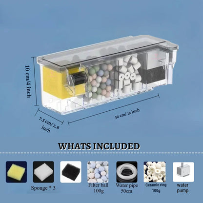 SOBO Multifunctional External Wall-Mounted Waterfall Filter with Bio Wheel | Multiple Filtration Spaces, Includes Filter Materials and Water Pump