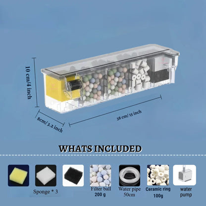 SOBO Multifunctional External Wall-Mounted Waterfall Filter with Bio Wheel | Multiple Filtration Spaces, Includes Filter Materials and Water Pump