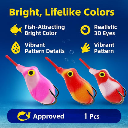 PetzLifeWorld Realistic Soft Frog Fishing Lure 1pc – Topwater Floating Frog Bait with Double Hooks – Weedless Design for Bass, Snakehead, Pike – Life-Like Action | Random Colour