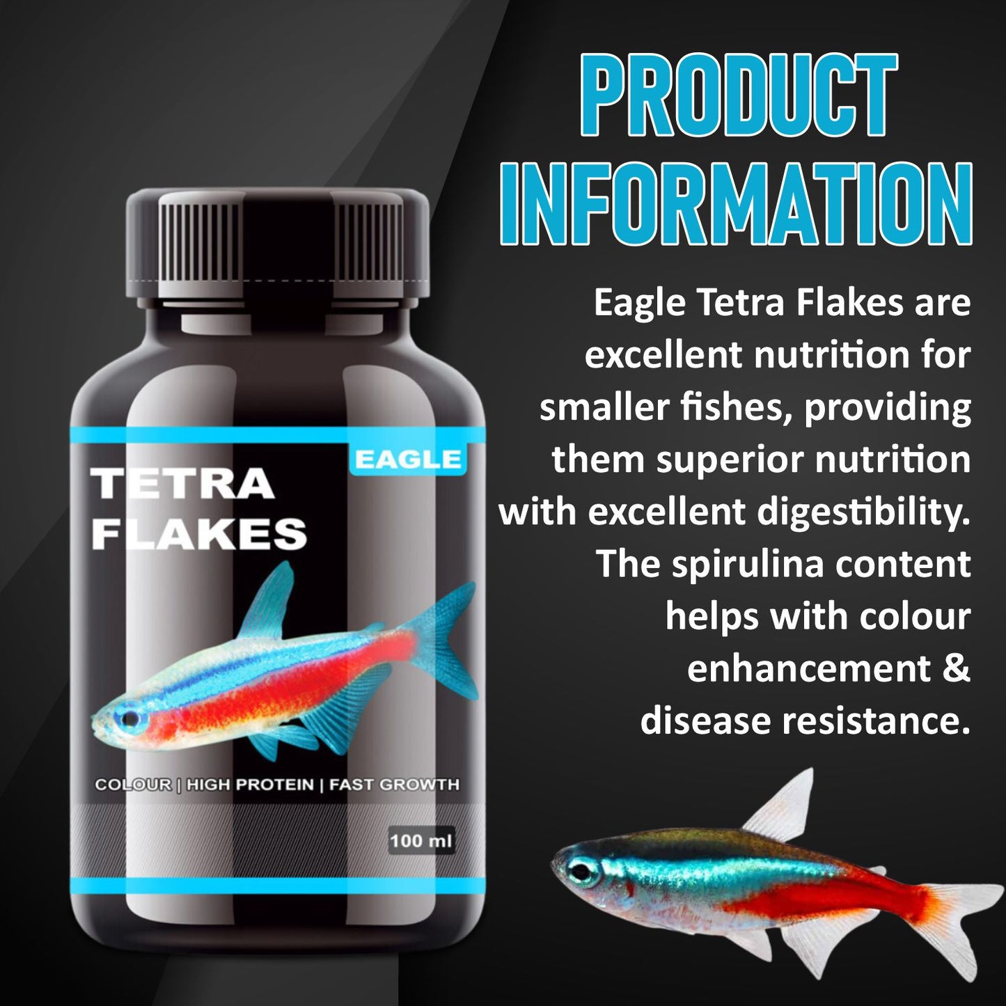 Eagle Tetra Flakes 100ML | Colour | High Protein | Fast Growth
