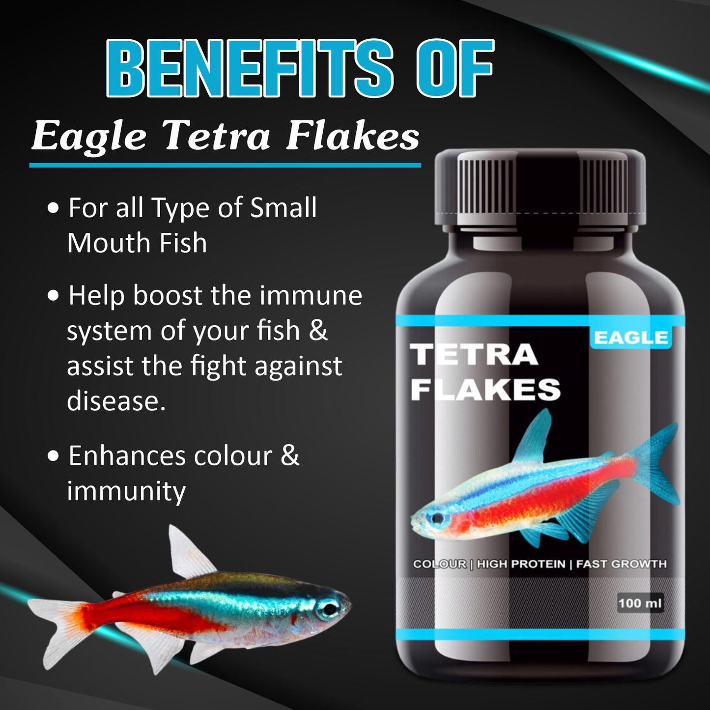 Eagle Tetra Flakes 100ML | Colour | High Protein | Fast Growth