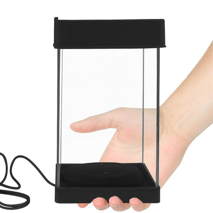 PetzLifeWorld Transparent Narrow Acyrlic Betta Fish Tank (Black,WHITE) with Multi Color Changing USB LED Light | Easy to Clean and Maintain | Mini Portable Fish Tank (1 Liter Capacity)