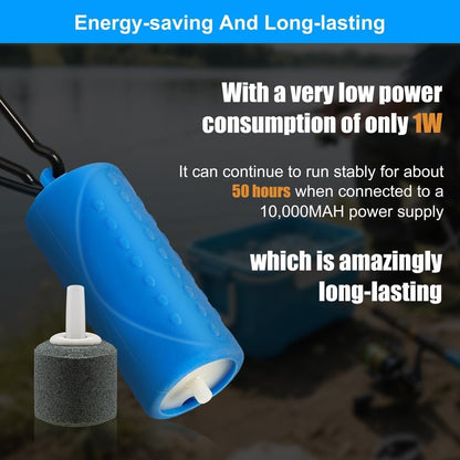 VAYINATO USB Mini Aquarium Air Pump – Ultra Quiet Oxygen Aerator with Hanging Clip, Airline Tubing & Air Stone – Portable & Energy-Efficient for Small Fish Tanks & Bowls