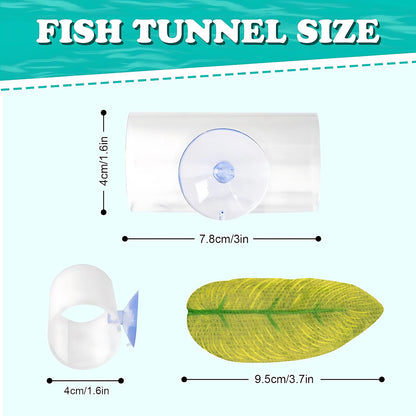 Petzlifeworld Betta Fish Acrylic Tunnel Tube, Transparent Betta Fish Toys Hideout Tube with Suction Cups (7.8*4*4 cm)