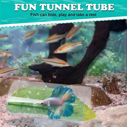 Petzlifeworld Betta Fish Acrylic Tunnel Tube, Transparent Betta Fish Toys Hideout Tube with Suction Cups (7.8*4*4 cm)