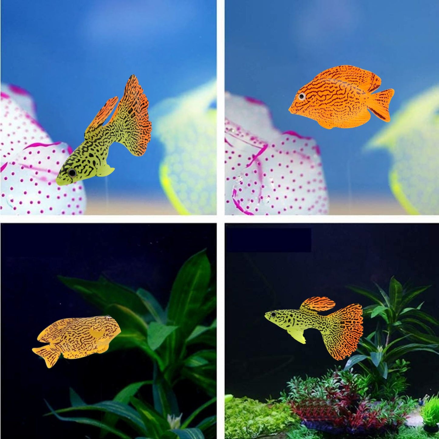 PetzLifeworld 2 Pcs Silicon Floating Simulating Fake Fish for Aquarium Fish Tank Decorations
