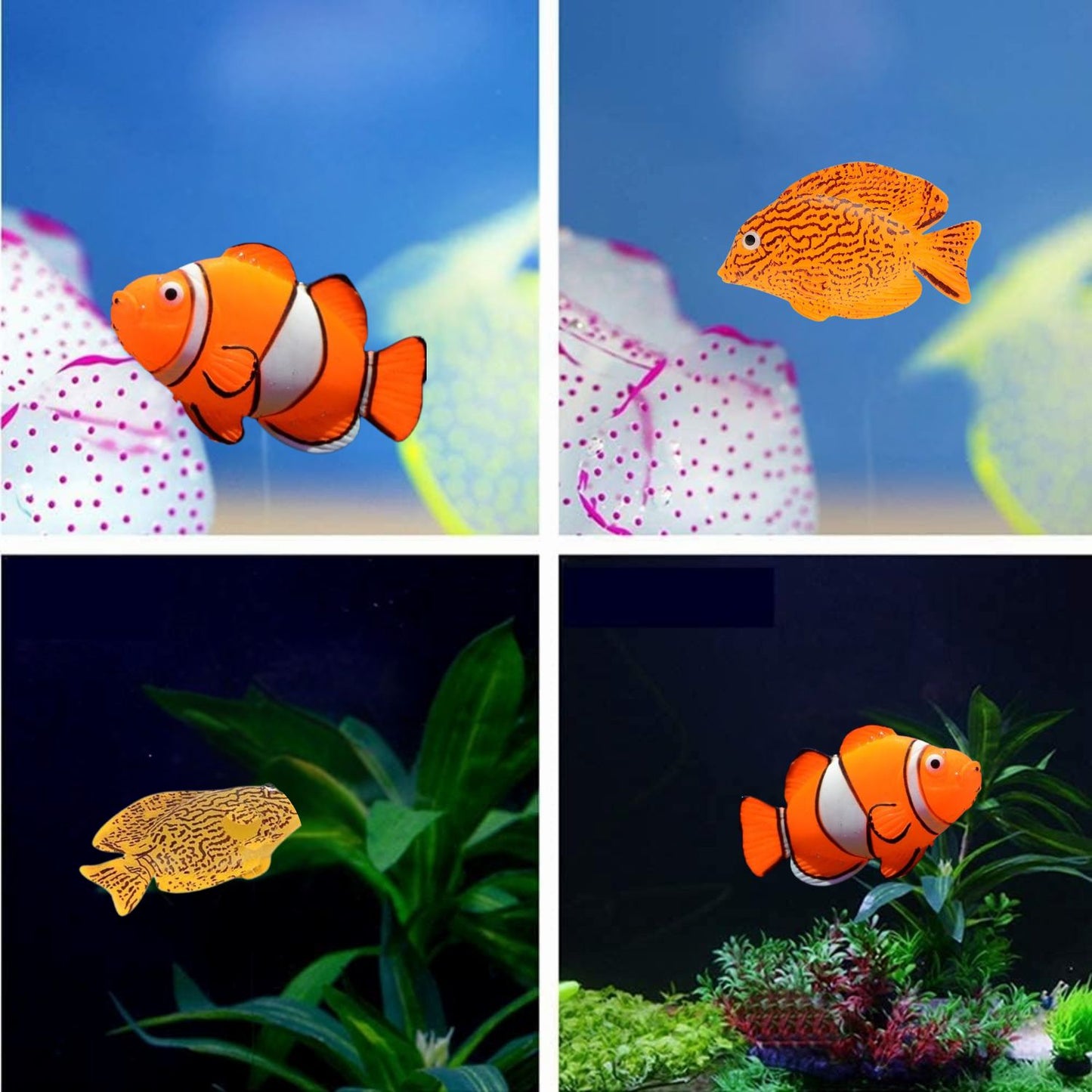 PetzLifeworld 2 Pcs Silicon Floating Simulating Fake Fish for Aquarium Fish Tank Decorations
