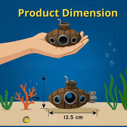 PetzLifeWorld Vintage Resin Submarine Wreck Aquarium Decoration – Rustic Sunken Ship Decor with Realistic Textures & Multiple Openings for Fish Hiding, Durable Non-Toxic Resin