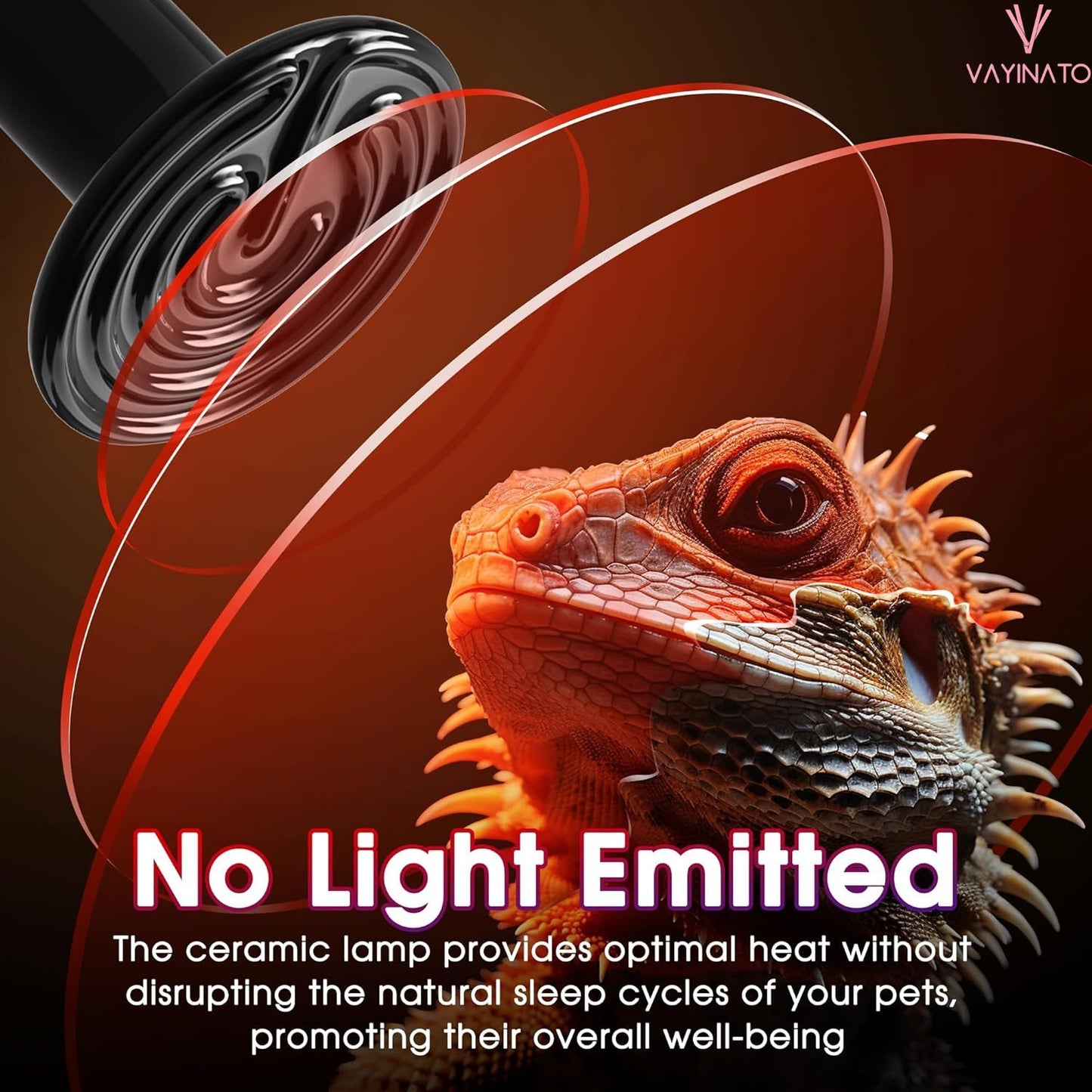 Petzlifeworld Infrared Ceramic Heat Emitter Reptile Heat Lamp with Black Holder