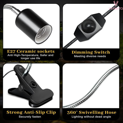 Petzlifeworld Infrared Ceramic Heat Emitter Reptile Heat Lamp with Black Holder